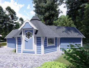 Camping cabin 9.2 m² with two extensions
