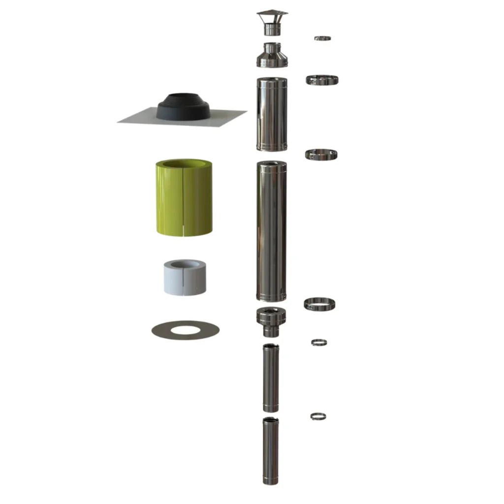 Double wall chimney system DW50 2,5m/∅115mm, black