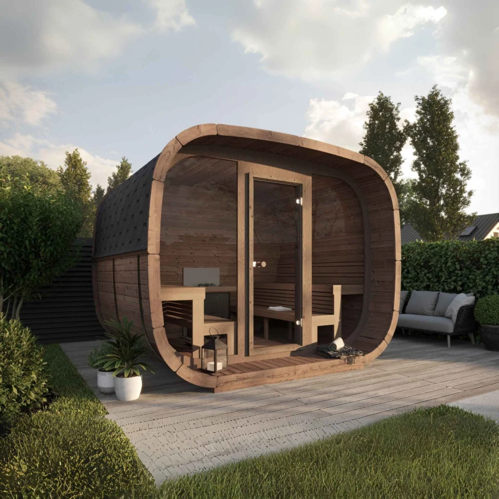 Celestial barrel sauna 3×2.4m from thermowood