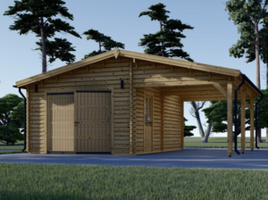 Compact garage with carport (7m x 6m), 44mm