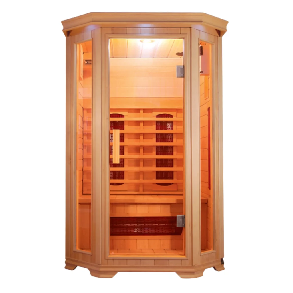 Infrared sauna for two people, natural wood