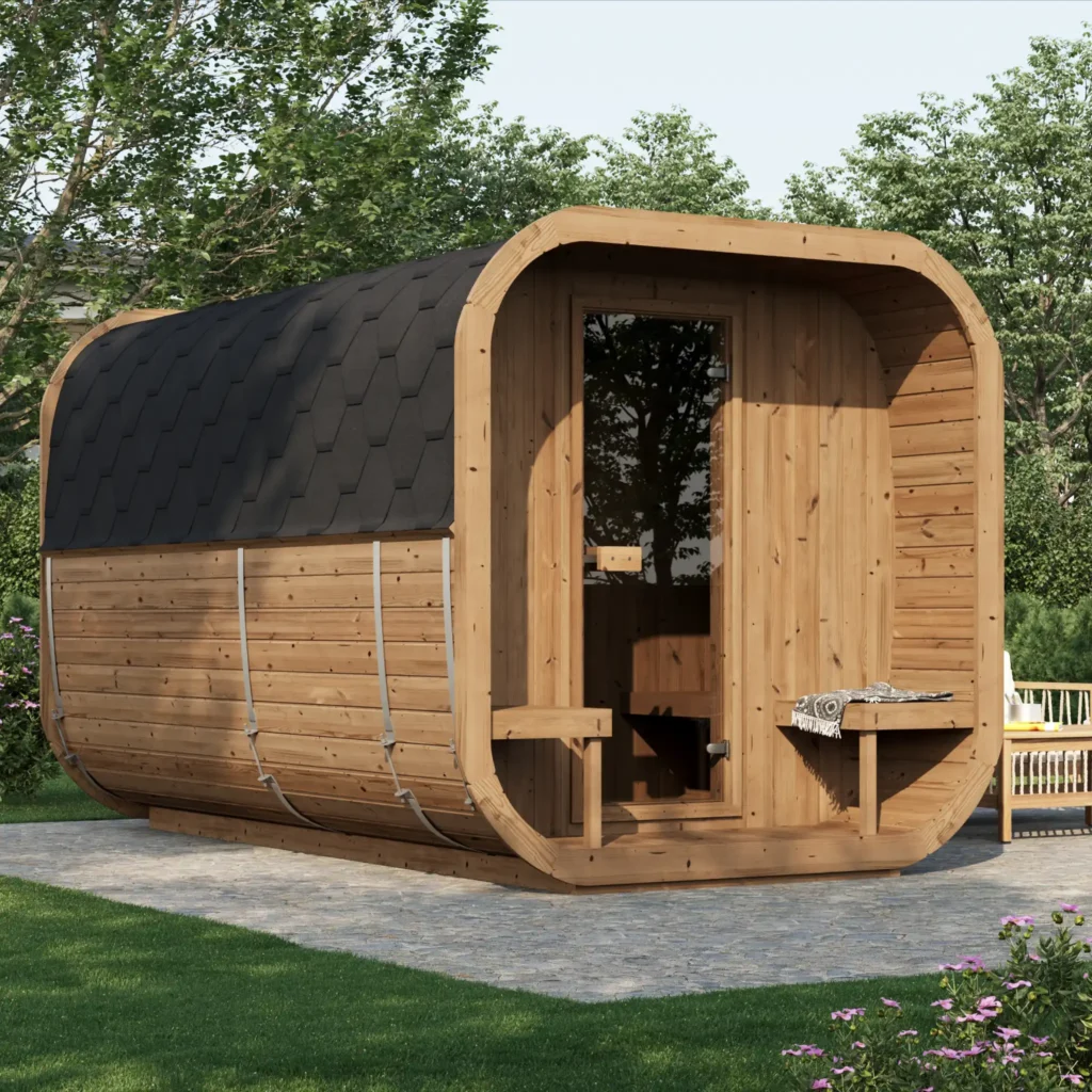 ICON 385 Deluxe 2 sauna from thermowood with back window